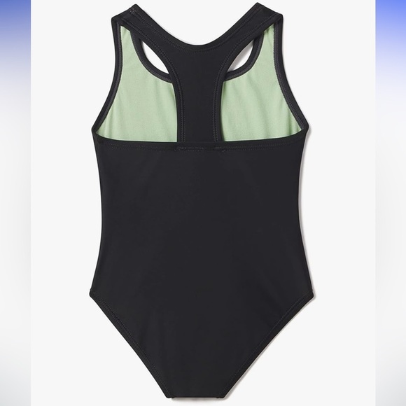 Speedo Girl's Swimsuit One Piece Closed Racerback Anthracite - Picture 2 of 8